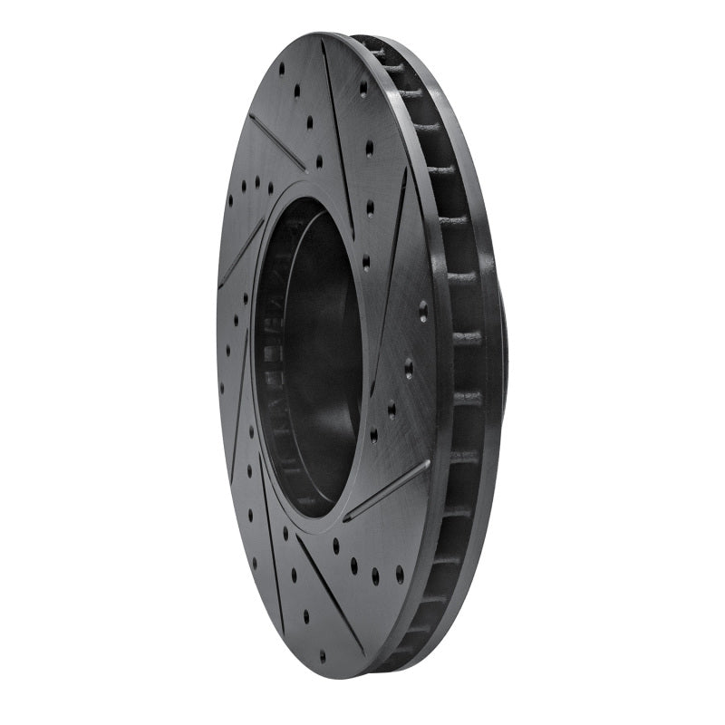 R1 Concepts R1 91-01 BMW 740I Front Left Drilled & Slotted Black Brake Rotor