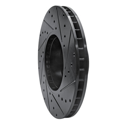 R1 Concepts R1 91-01 BMW 740I Front Left Drilled & Slotted Black Brake Rotor