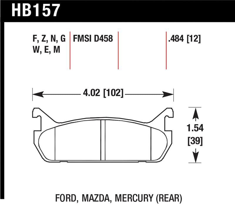 Hawk Performance Hawk 91-96 Ford Escort / 90-93 Mazda Miata / 90-94 Protege / 91-96 Mer Tr DTC-30 Race Rear Brake Pad