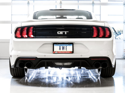 AWE Tuning 2018+ Ford Mustang GT (S550) Cat-Back Exhaust - Touring Edition (Quad Diamond Black Tips)