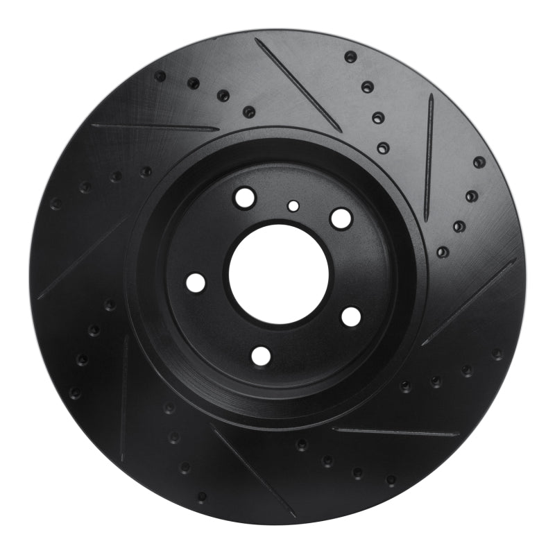R1 Concepts R1 05-14 Infiniti FX35 Front Left Drilled & Slotted Black Brake Rotor