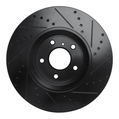 R1 Concepts R1 05-14 Infiniti FX35 Front Left Drilled & Slotted Black Brake Rotor