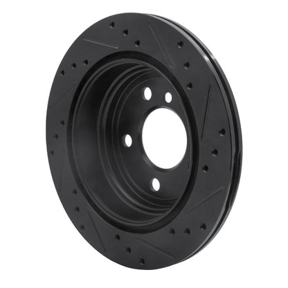 R1 Concepts R1 06-20 BMW 328I Rear Left Drilled & Slotted Black Brake Rotor