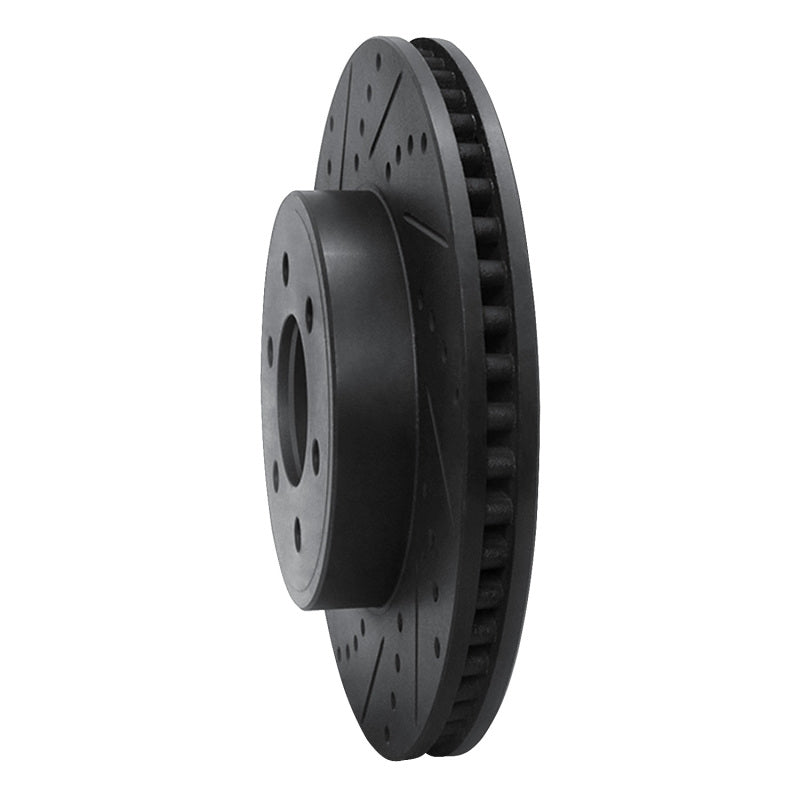 R1 Concepts R1 03-03 Dodge Durango Front Left Drilled & Slotted Black Brake Rotor