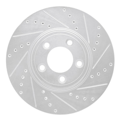 R1 Concepts R1 06-08 Jaguar S-Type Front Right Drilled & Slotted Silver Brake Rotor