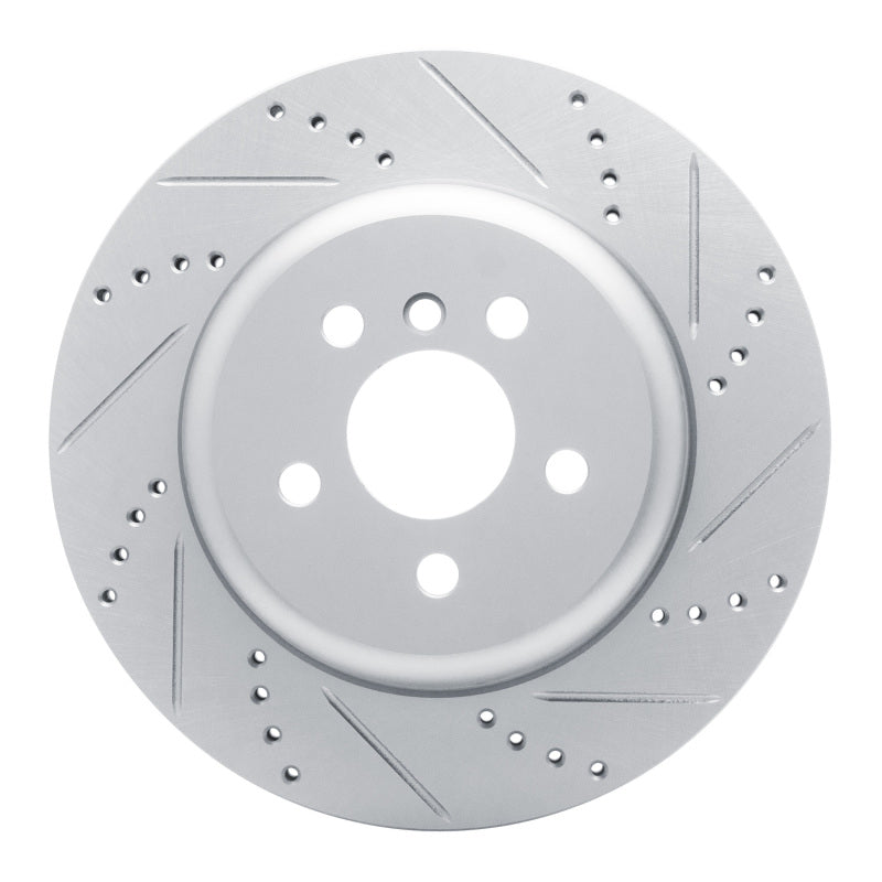 R1 Concepts R1 17-25 BMW 330I Left Rear Drilled & Slotted Silver Brake Rotor