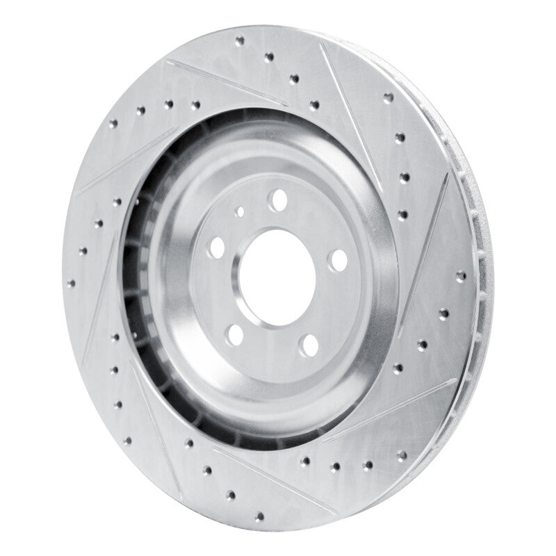 R1 Concepts R1 15-18 Porsche Macan Rear Right Drilled & Slotted Silver Brake Rotor