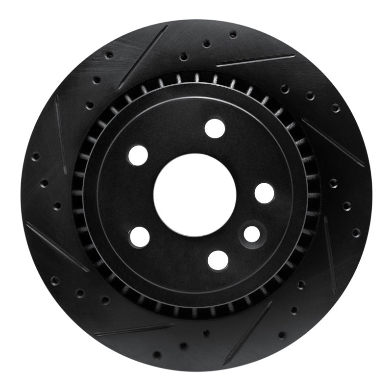 R1 Concepts R1 10-17 Volvo XC60 Rear Left Drilled & Slotted Black Brake Rotor