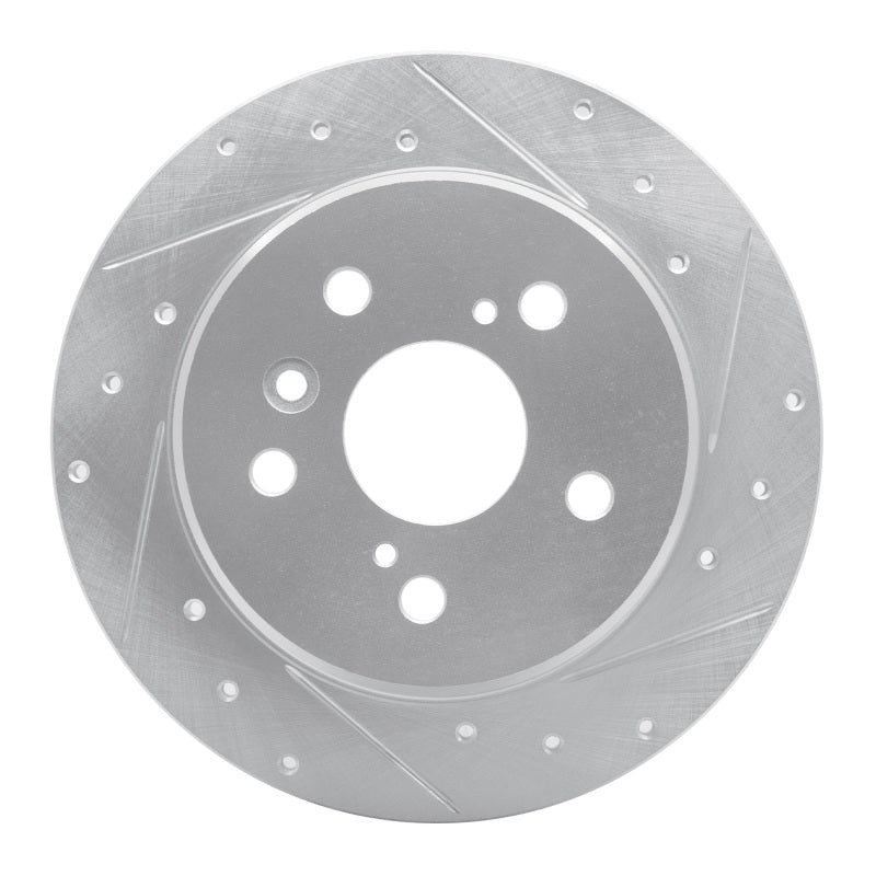 R1 Concepts R1 99-03 Lexus RX300 Rear Right Drilled & Slotted Silver Brake Rotor
