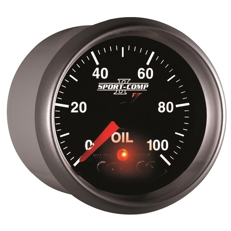 Autometer Sport-Comp II 52.4mm 0-100 PSI Oil Pressure Peak & Warn w/ Electronic Control Gauge