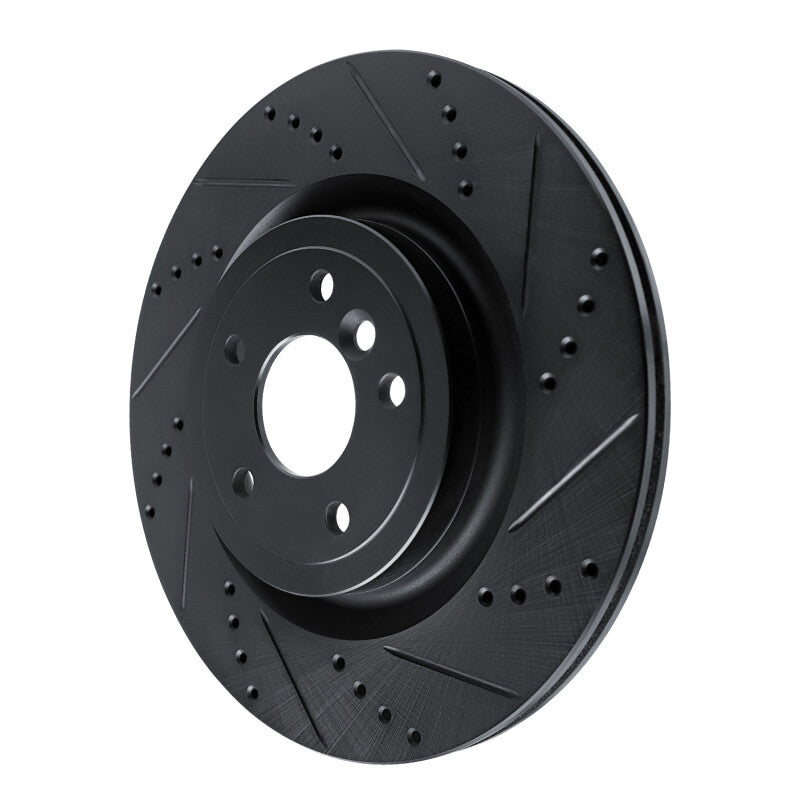 R1 Concepts R1 16-24 Jaguar XF Rear Right Drilled & Slotted Black Brake Rotor