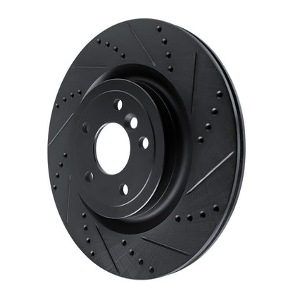 R1 Concepts R1 16-24 Jaguar XF Rear Right Drilled & Slotted Black Brake Rotor