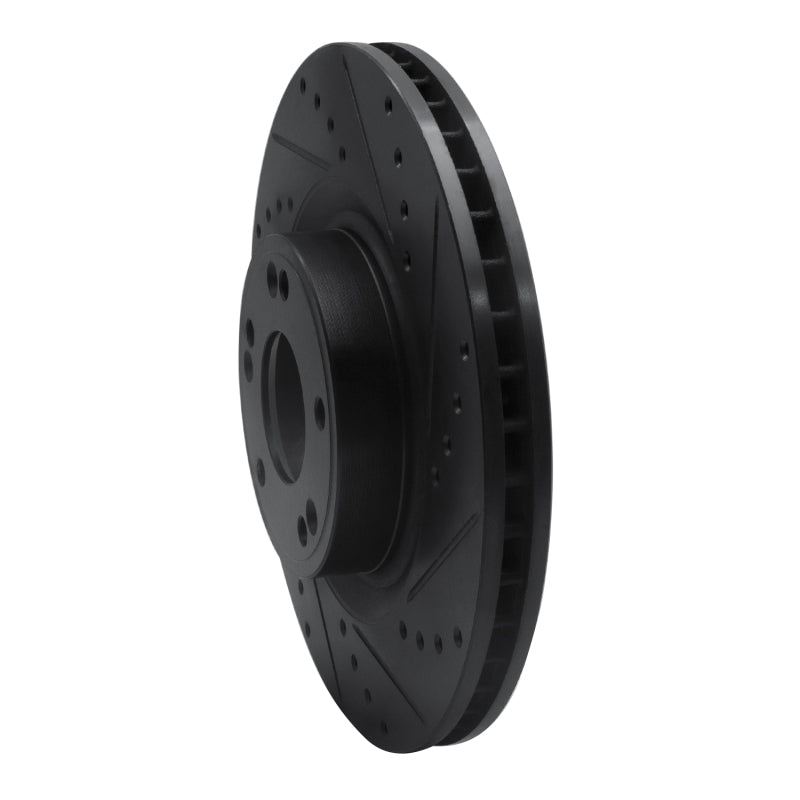 R1 Concepts R1 09-11 Hyundai Genesis Sedan Front Right Drilled & Slotted Black Brake Rotor