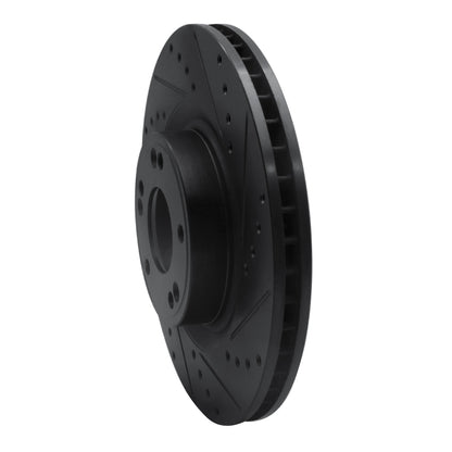 R1 Concepts R1 09-11 Hyundai Genesis Sedan Front Right Drilled & Slotted Black Brake Rotor