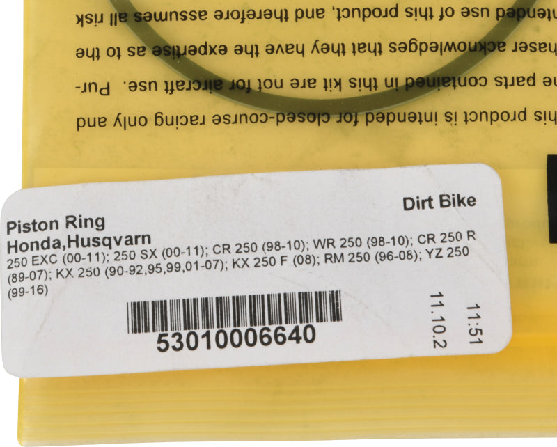 Vertex Pistons Vertex Piston 00-05 KTM 250 EXC 250cc Replacement Rings - Single