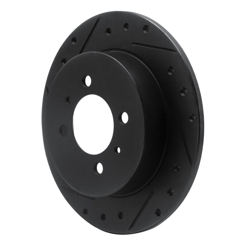 R1 Concepts R1 91-94 Nissan Sentra Rear Left Drilled & Slotted Black Brake Rotor