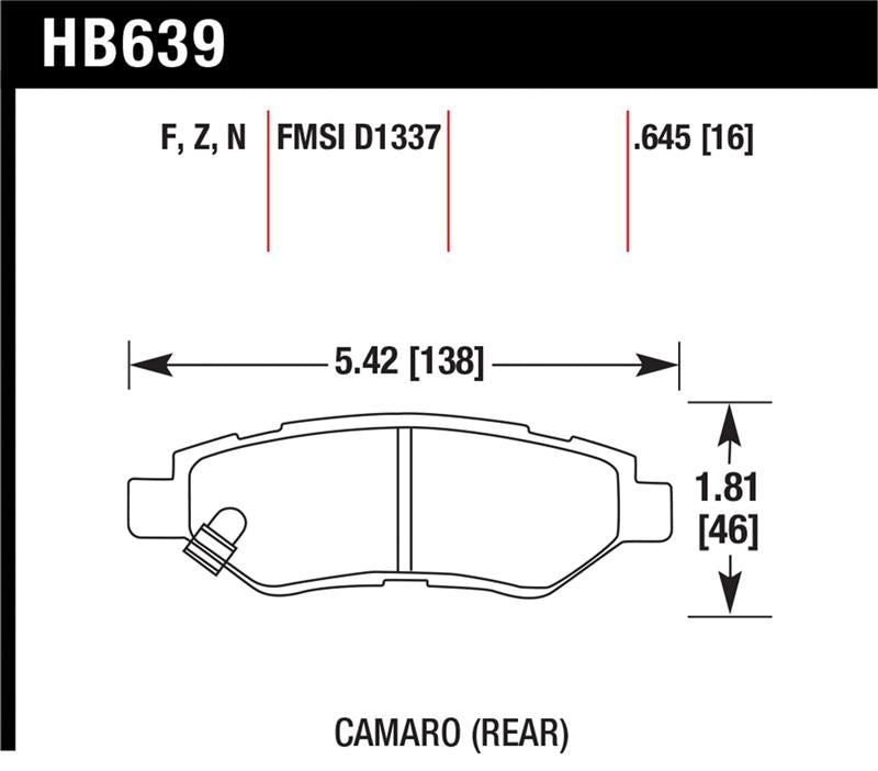 Hawk Performance Hawk 10-15 Chevrolet Camaro 3.6L / 08-14 Cadillac CTS (w/JE5/J55 Brakes) DTC-60 Race Rear Brake Pads