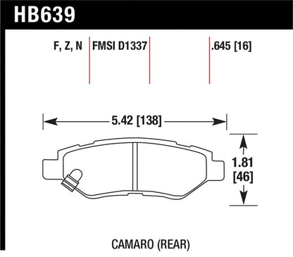 Hawk Performance Hawk 10-15 Chevrolet Camaro 3.6L / 08-14 Cadillac CTS (w/JE5/J55 Brakes) DTC-60 Race Rear Brake Pads