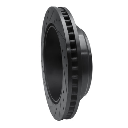 R1 Concepts R1 08-25 Ford E-150 Rear Right Drilled & Slotted Black Brake Rotor