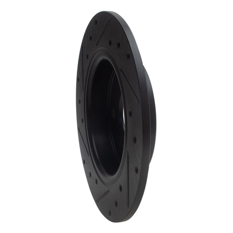 R1 Concepts R1 2016-2025 Honda Civic Hatchback Rear Right Drilled & Slotted Black Brake Rotor