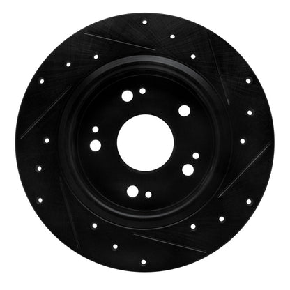 R1 Concepts R1 16-16 Honda CR-Z Rear Left Drilled & Slotted Black Brake Rotor
