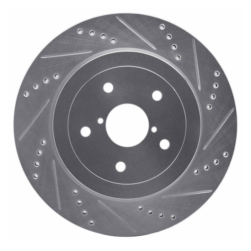 R1 Concepts R1 05-07 Subaru Impreza Rear Right Drilled & Slotted Silver Brake Rotor