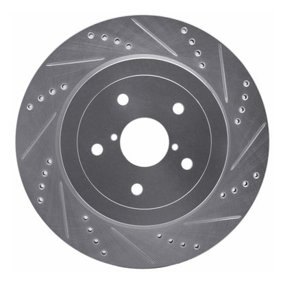 R1 Concepts R1 05-07 Subaru Impreza Rear Right Drilled & Slotted Silver Brake Rotor