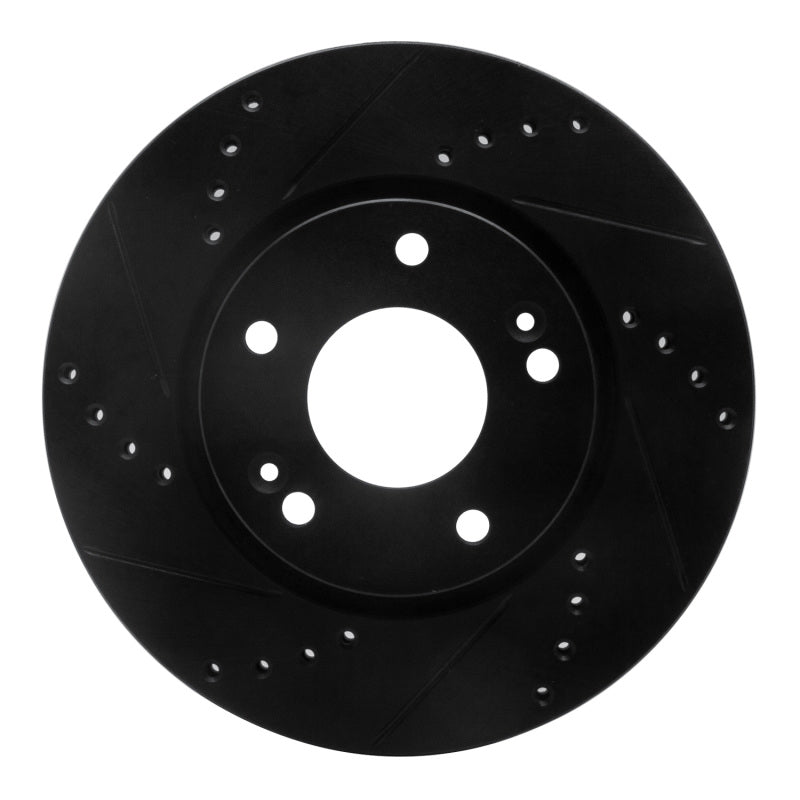 R1 Concepts R1 03-13 Hyundai Tucson Front Left Drilled & Slotted Black Brake Rotor