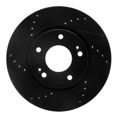 R1 Concepts R1 03-13 Hyundai Tucson Front Left Drilled & Slotted Black Brake Rotor