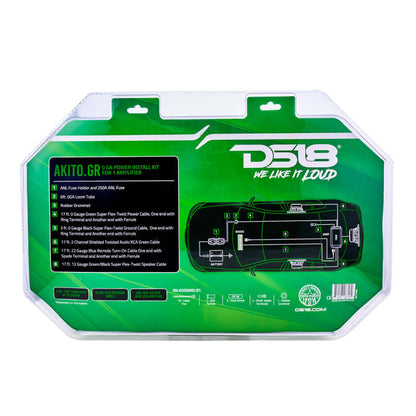 DS18 0-GA Amplifier Install Kit Advance- Green