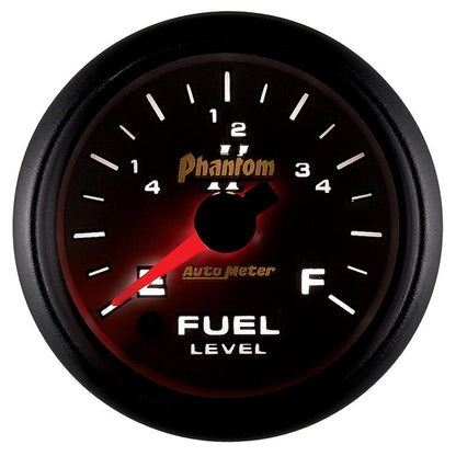 Autometer Phantom II 52mm Full Sweep Electronic 0-280 ohm Fuel Level Programmable E-F Range Gauge