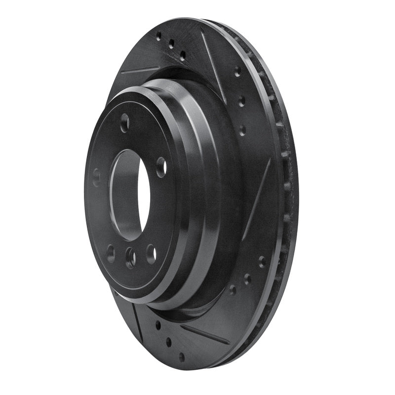 R1 Concepts R1 96-03 BMW 540I Rear Right Drilled & Slotted Black Brake Rotor