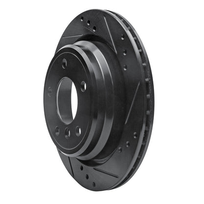 R1 Concepts R1 96-03 BMW 540I Rear Right Drilled & Slotted Black Brake Rotor