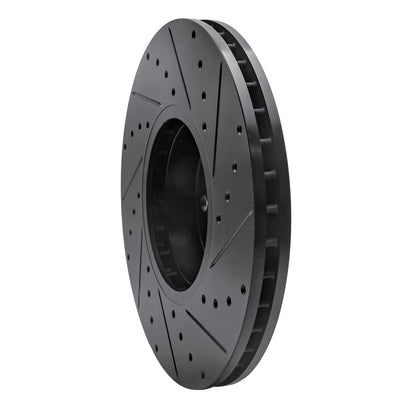 R1 Concepts R1 07-19 BMW X6 Front Left Drilled & Slotted Black Brake Rotor