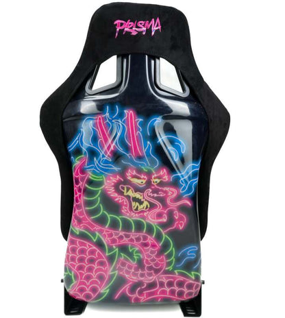 NRG FRP Bucket Seat (Large) Black Alcantara w/ Dragon Livery