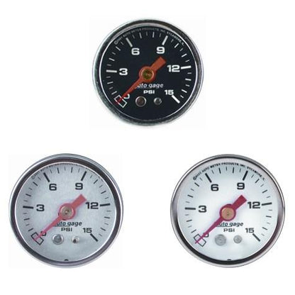 Autometer AutoGage 1.5in Liquid Filled Mechanical 0-60 PSI Fuel Pressure Gauge - White