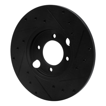 R1 Concepts R1 83-93 Jaguar XJRS Rear Left Drilled & Slotted Black Brake Rotor