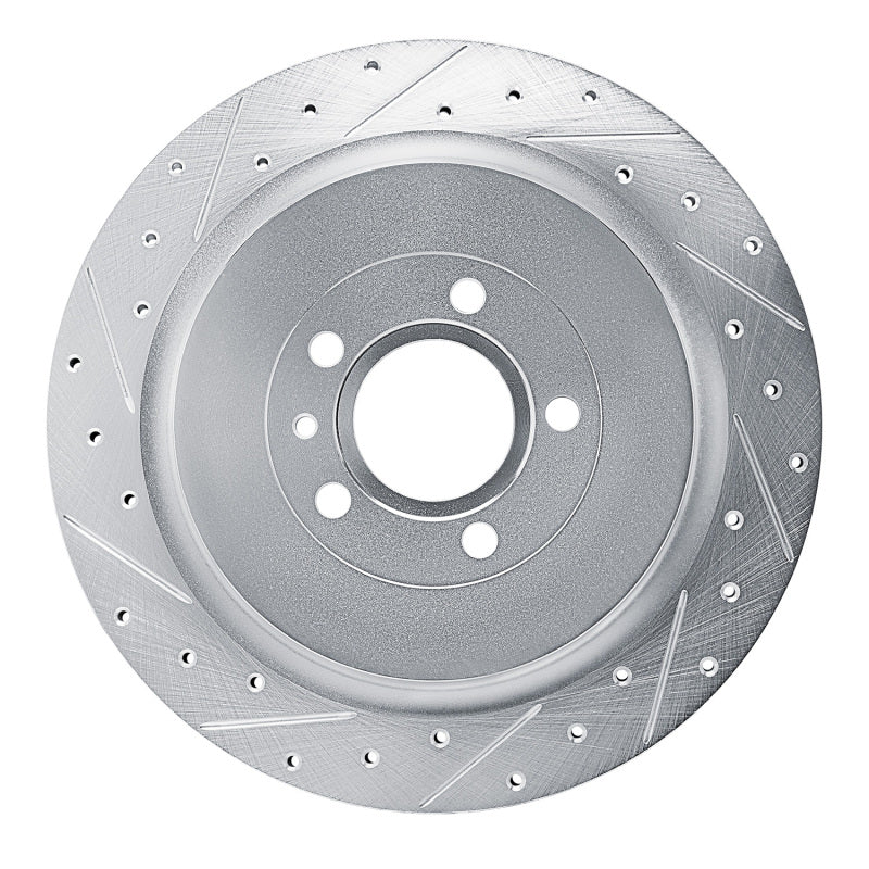 R1 Concepts R1 13-14 Ford Mustang Rear Left Drilled & Slotted Silver Brake Rotor