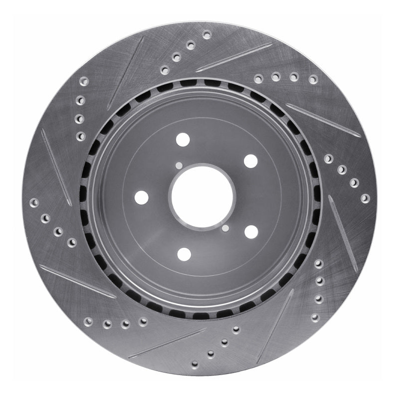 R1 Concepts R1 05-07 Subaru Impreza Rear Right Drilled & Slotted Silver Brake Rotor