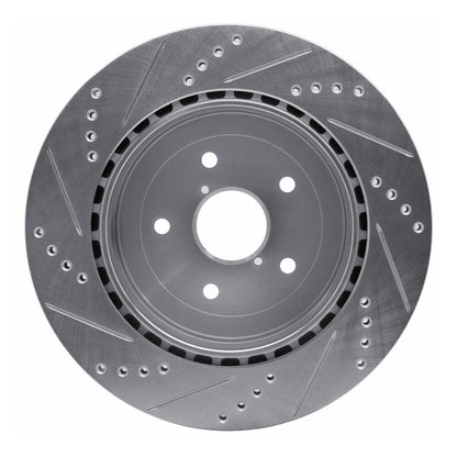 R1 Concepts R1 05-07 Subaru Impreza Rear Right Drilled & Slotted Silver Brake Rotor