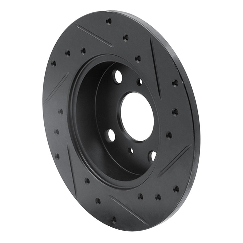 R1 Concepts R1 85-86 Toyota MR2 Rear Left Drilled & Slotted Black Brake Rotor