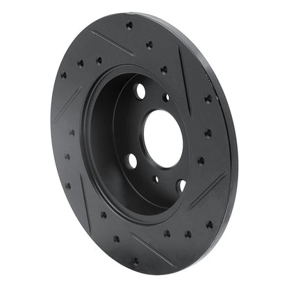 R1 Concepts R1 85-86 Toyota MR2 Rear Left Drilled & Slotted Black Brake Rotor