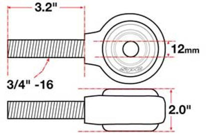 SPC Performance xAxis Sealed Flex Joint RH 3/4in-16x12mm BH x 2in W