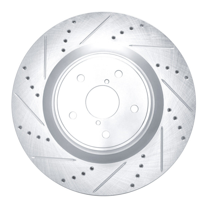 R1 Concepts R1 18-25 Subaru WRX STI Front Left Drilled & Slotted Silver Brake Rotor