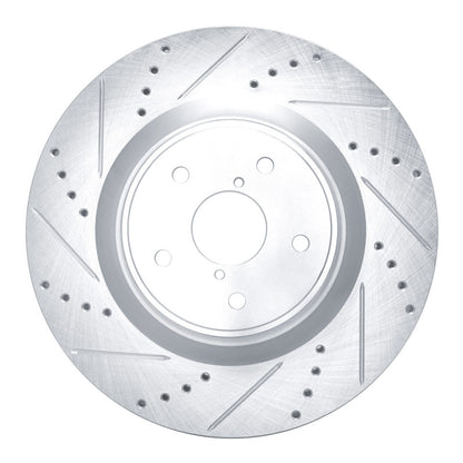 R1 Concepts R1 18-25 Subaru WRX STI Front Left Drilled & Slotted Silver Brake Rotor