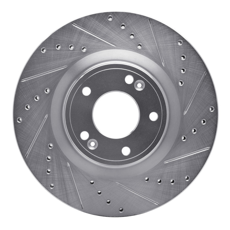 R1 Concepts R1 10-16 Hyundai Genesis Coupe Front Right Drilled & Slotted Silver Brake Rotor