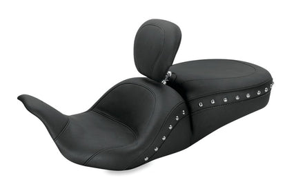 Mustang Motorcycle Mustang 08-21 Harley Electra Glide, Rd Glide, Rd King, Glide Lowdown 1PC Seat w/DBR Studs - Black