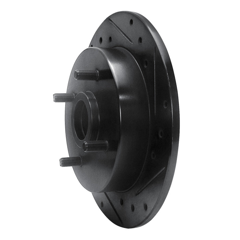 R1 Concepts R1 88-88 Nissan Maxima Rear Left Drilled & Slotted Black Brake Rotor