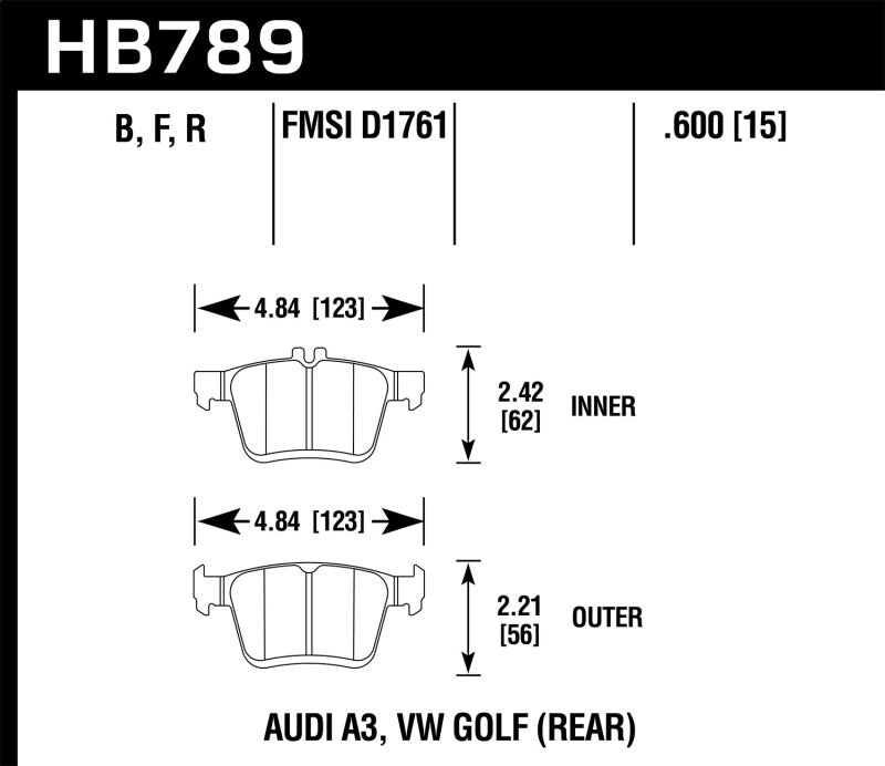 Hawk Performance Hawk 15-20 Audi A3 / 19-20 Volkswagen Jetta HP+ Street Rear Brake Pads