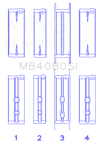 King Engine Bearings GMC 2.8L/3.4L V6 173Ci/207Ci (Size +0.25mm) Main Bearing Set